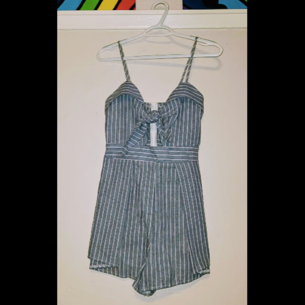 Rumor Boutique Striped Bow Romper